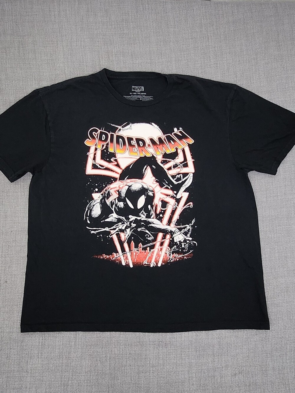 Spiderman Black Suit Marvel 100% Cotton Black Tee. XL